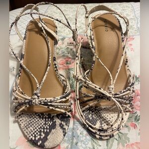 Torrid Snake Print Lace up Cork Wedge